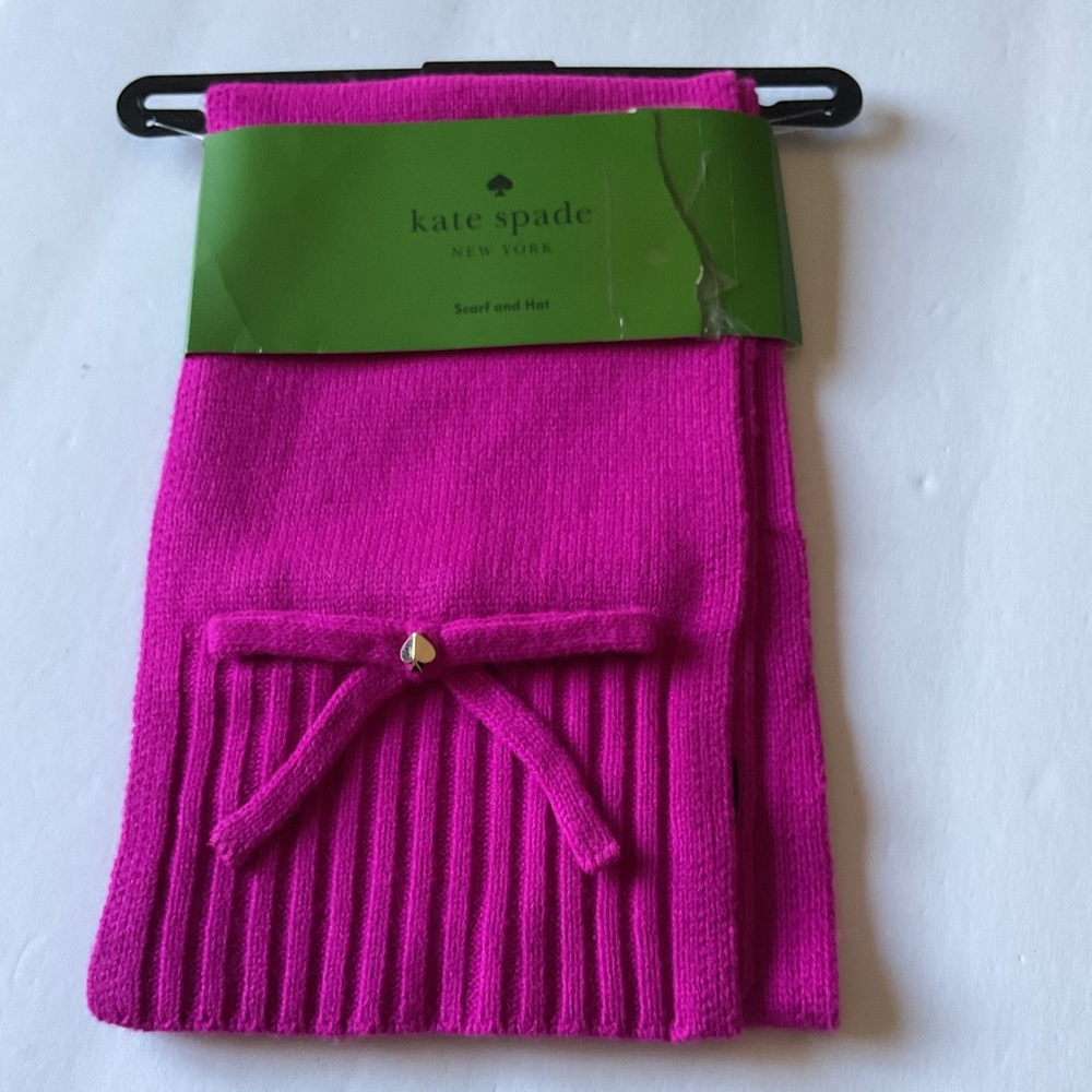 KATE SPADE WOMENS SCARF WITH BOW DETAIL MARKER PINK NWT